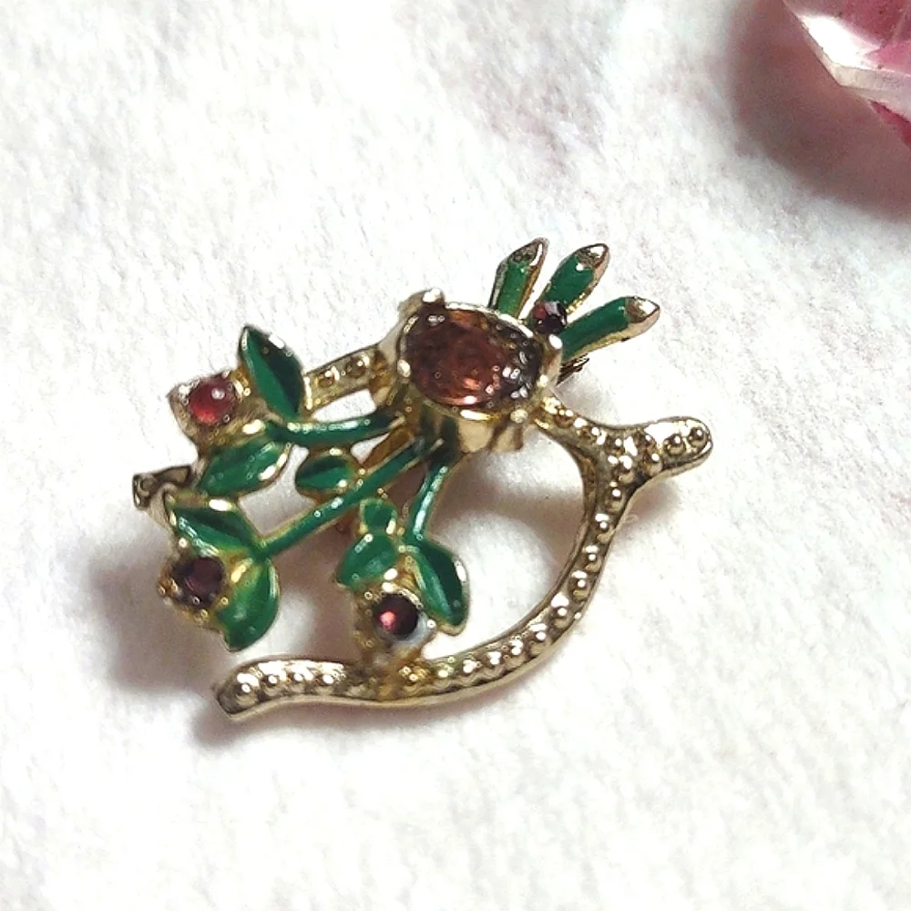 Vintage Wishbone & Flower Bouquet Brooch
